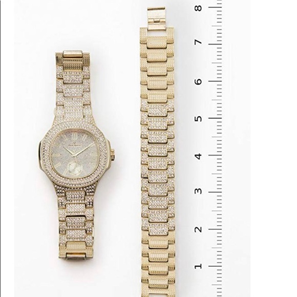 Iced out men’s diamond watch w/ matching bracelet - Picture 2 of 3